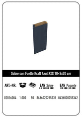 SOBRE KRAFT XXS 10+3X20 AZUL CAJA 250 UNIDADES | 250 UNIDADES | (ANDINA)